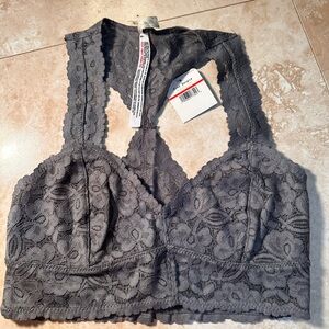 Free People Intimately Grey Bra Racerback Lace NWT